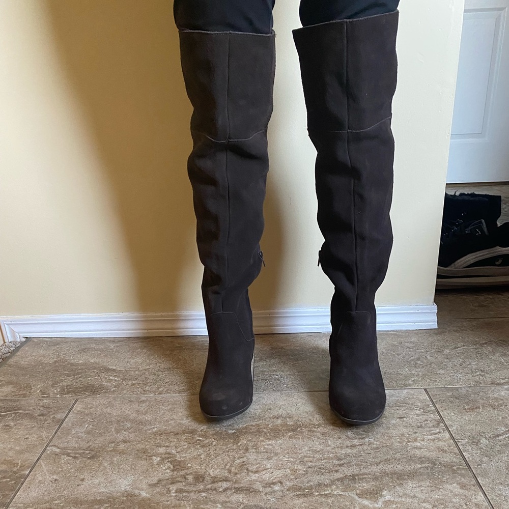 Brown suede boots